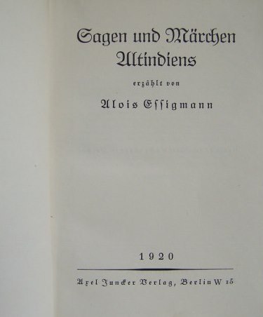 Sagen und Märchen Altindians 1920