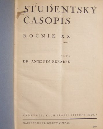 Studentský časopis ročník XX. (1940-1941)