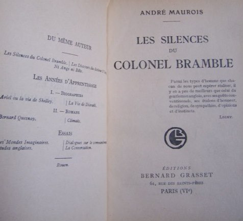 Le Silences du Colonel Bramble 1921