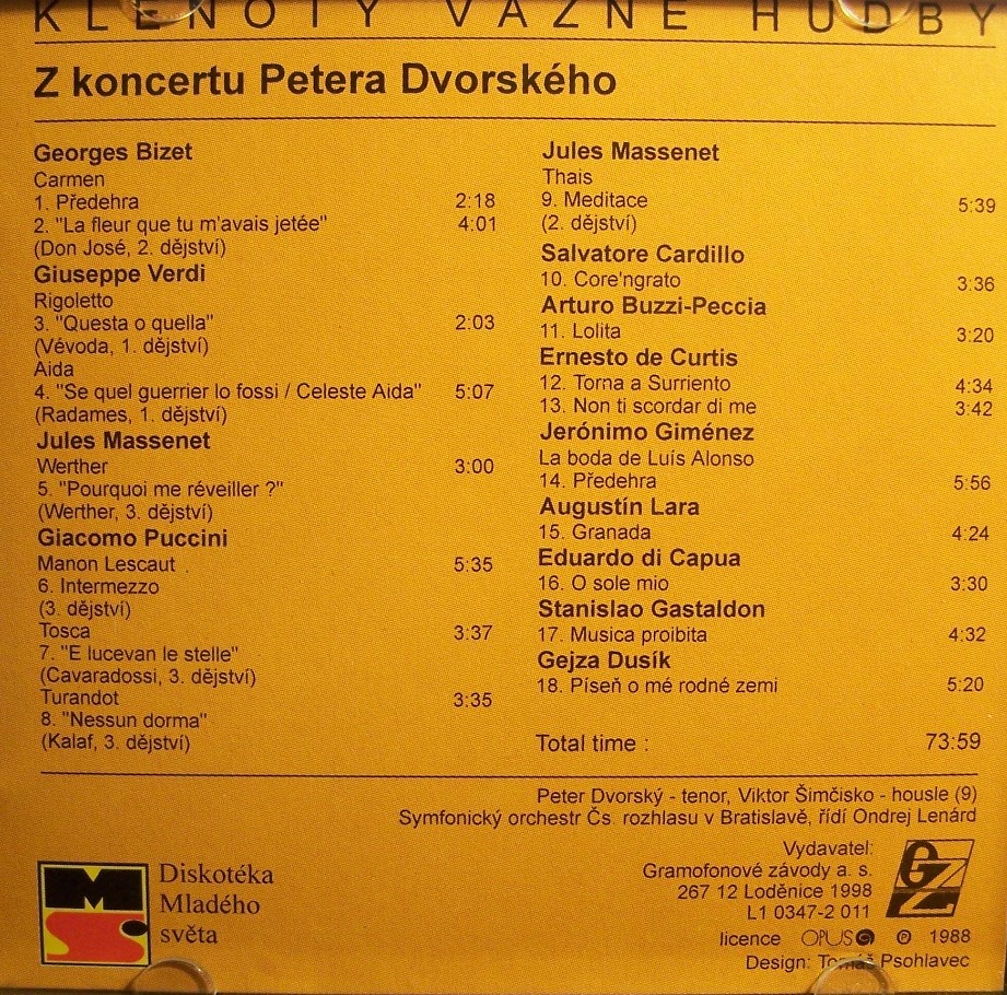 Z koncertu Petera Dvorského (CD)